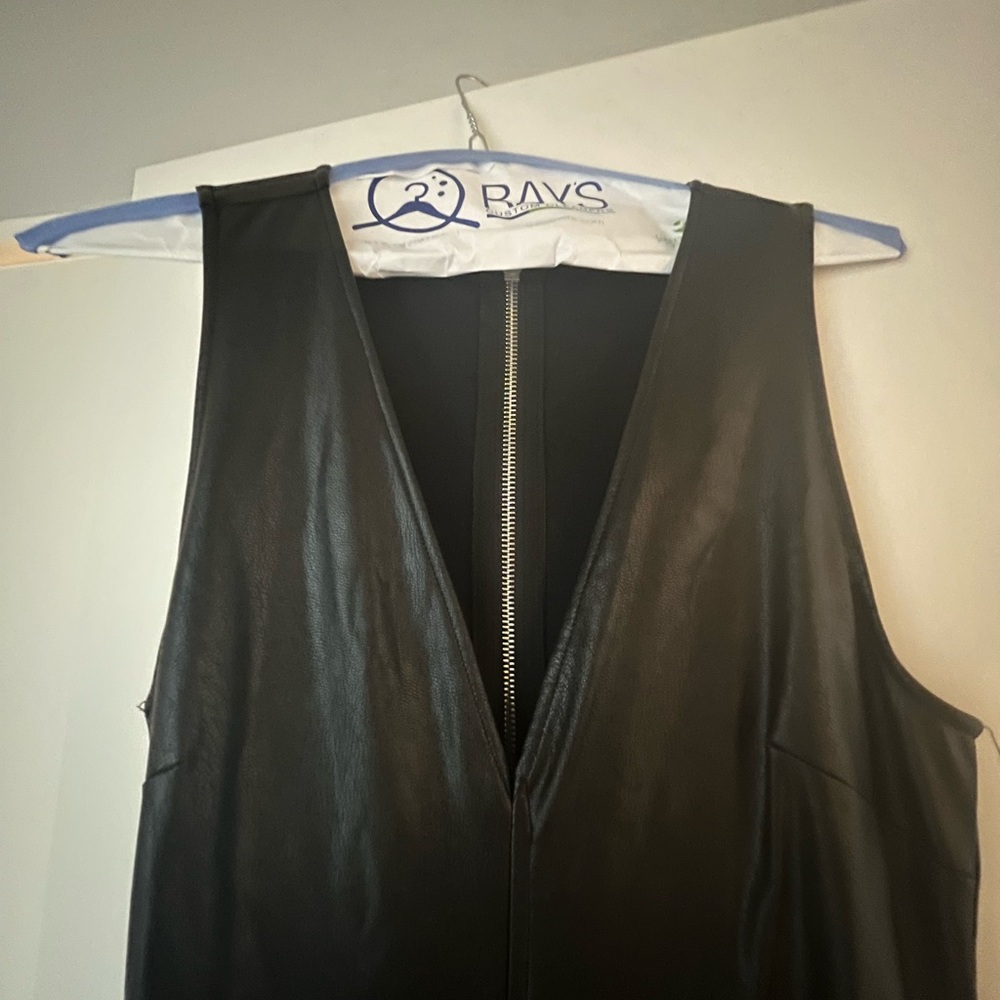 Leather V neck jumpsuit